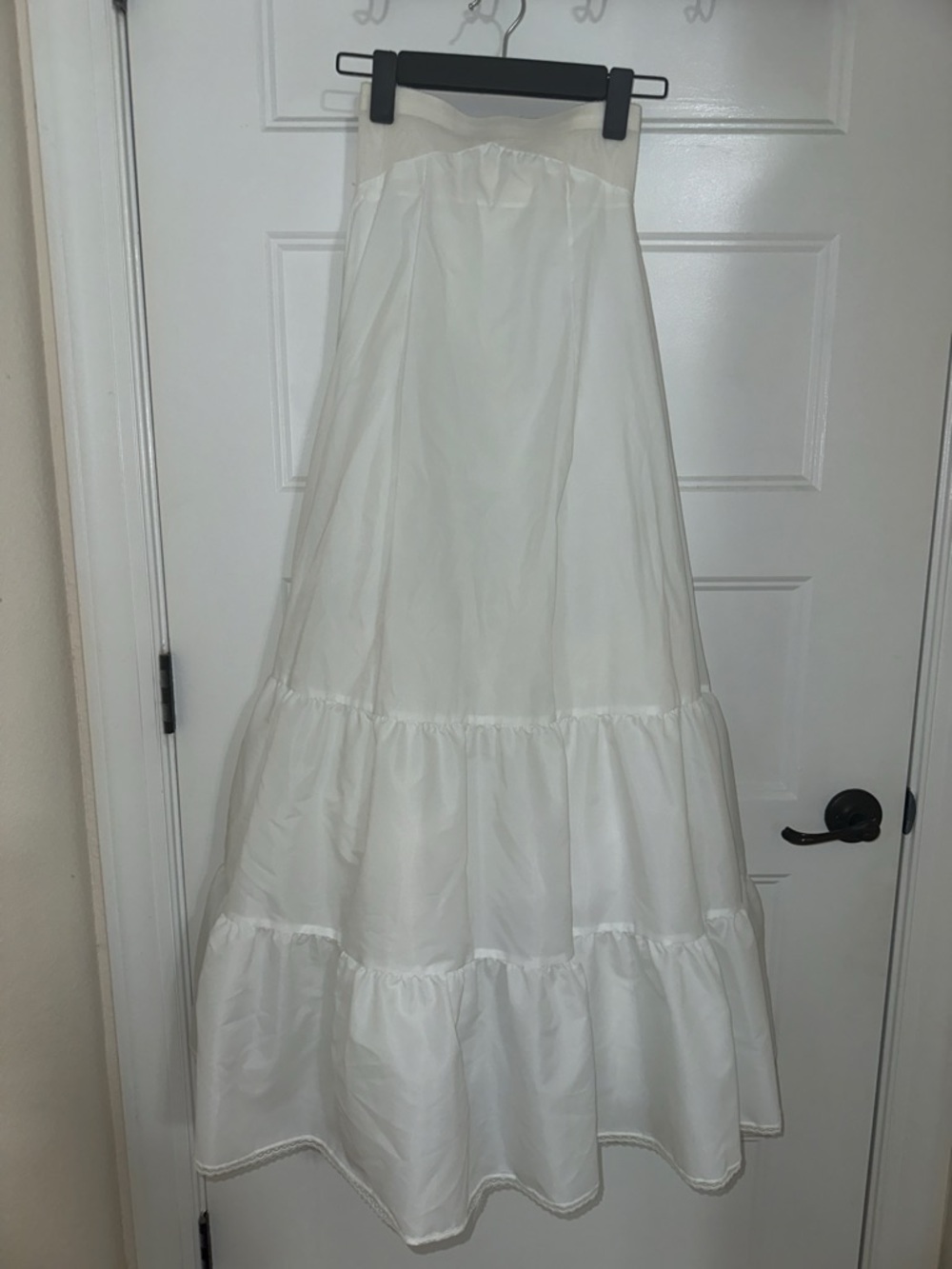 White tiered full-length A-Line Petticoat Skirt